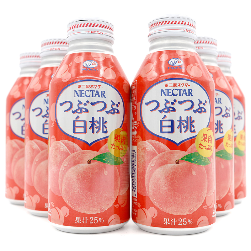 现货包邮6瓶日本进口不二家 NECTAR 白桃汁水蜜桃果肉果汁饮料25%