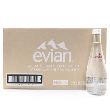 现货法国Evian依云天然矿泉水330ml*20玻璃瓶 欢乐颂刘涛安迪同款